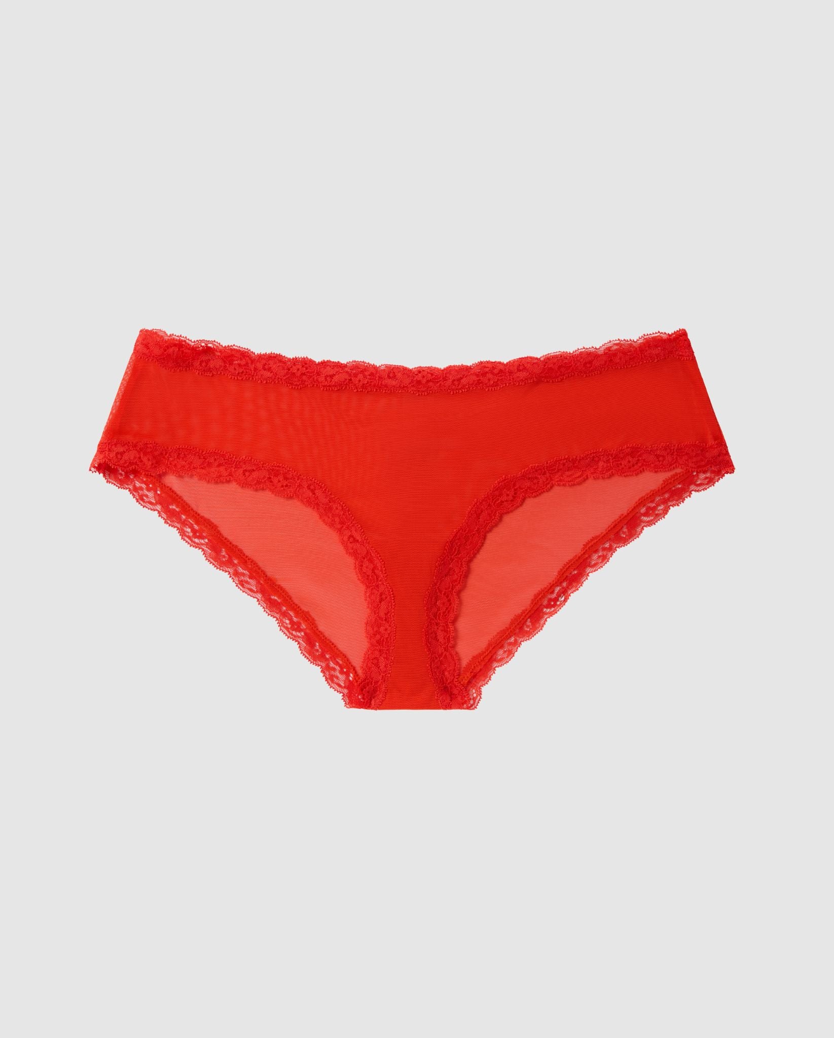 Mesh Lace Trim Hipster Fiery Red - Image 2