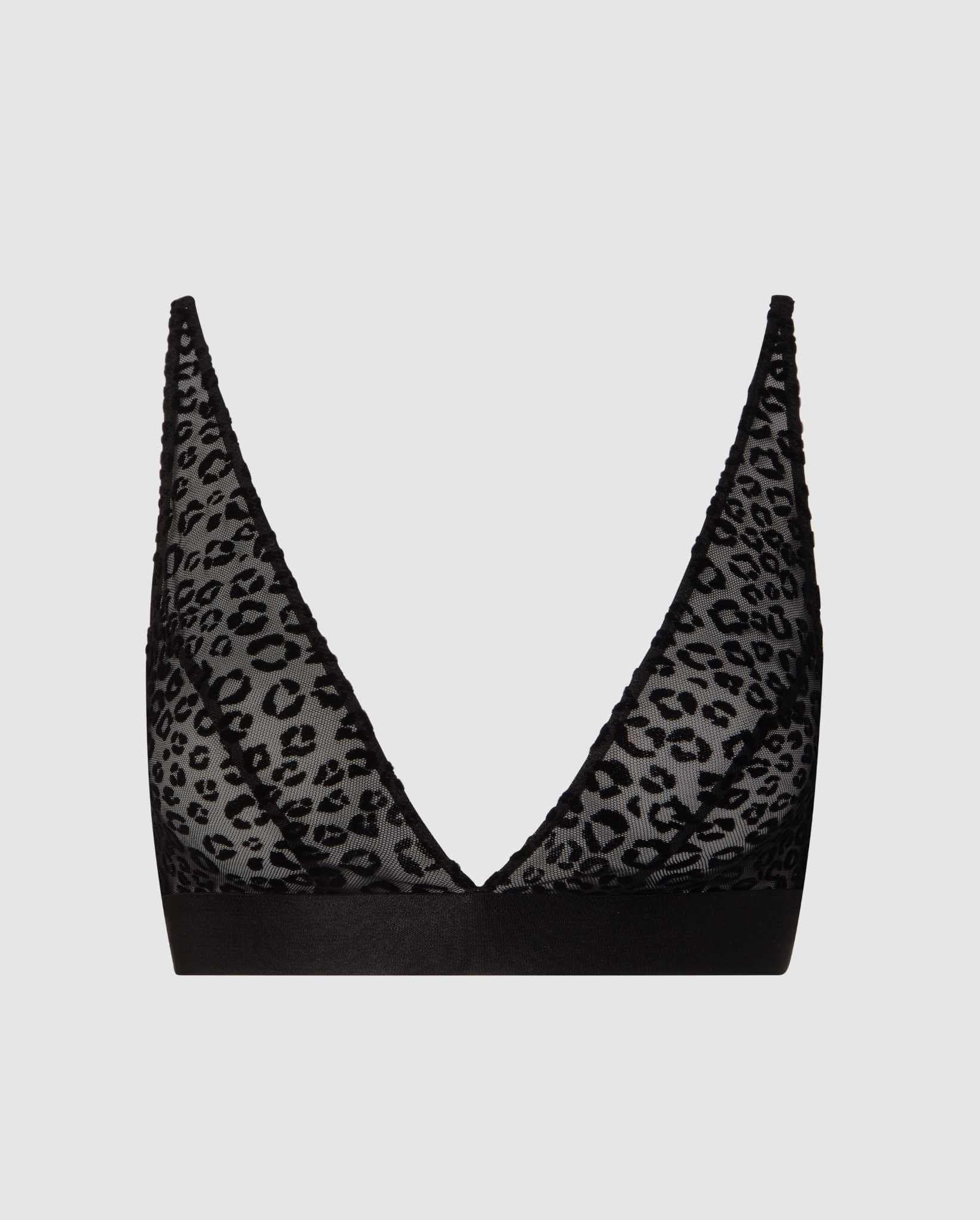 Mesh Plunge Bralette Black Leopard - Image 2