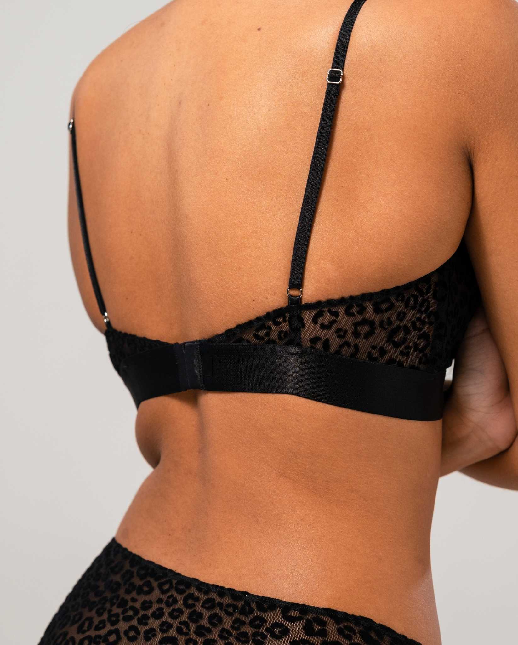 Mesh Plunge Bralette Black Leopard - Image 4