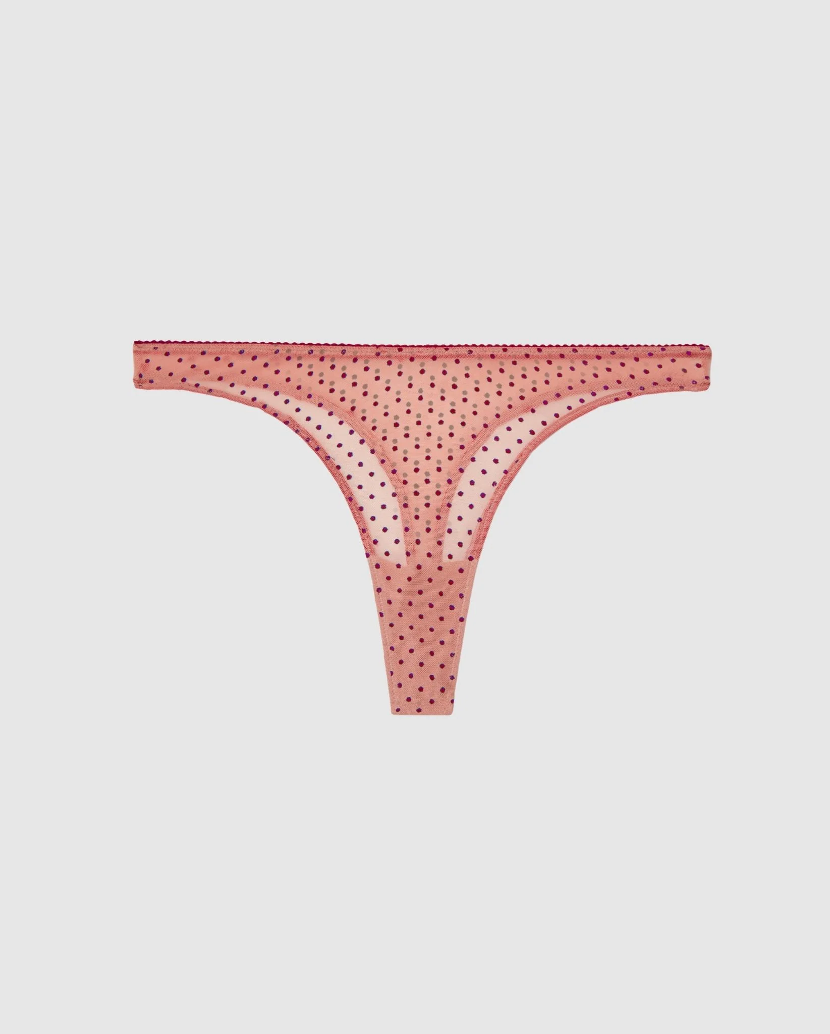 Mesh Thong Pale Pink/Burgundy - Image 2