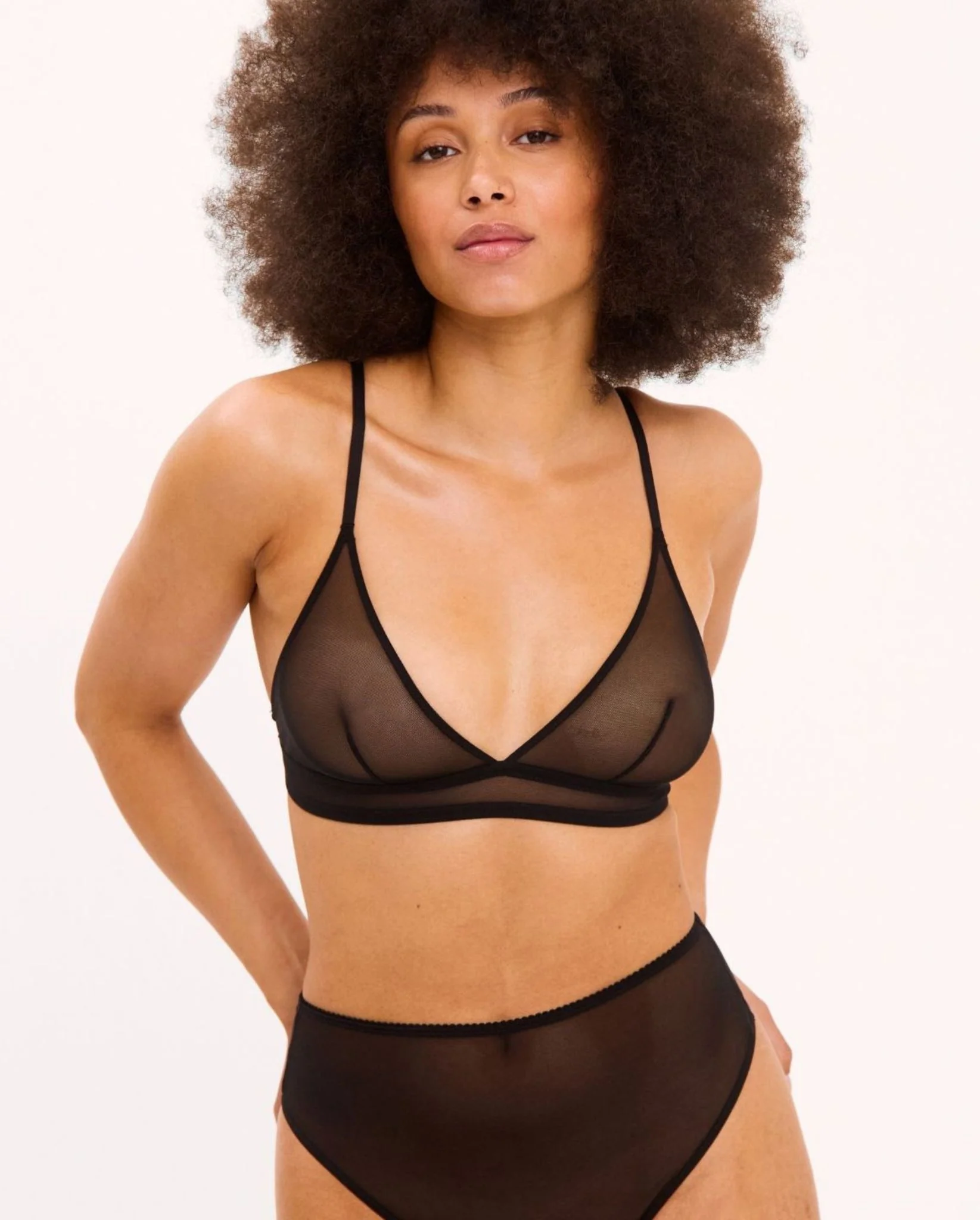 Mesh Triangle Bralette Black