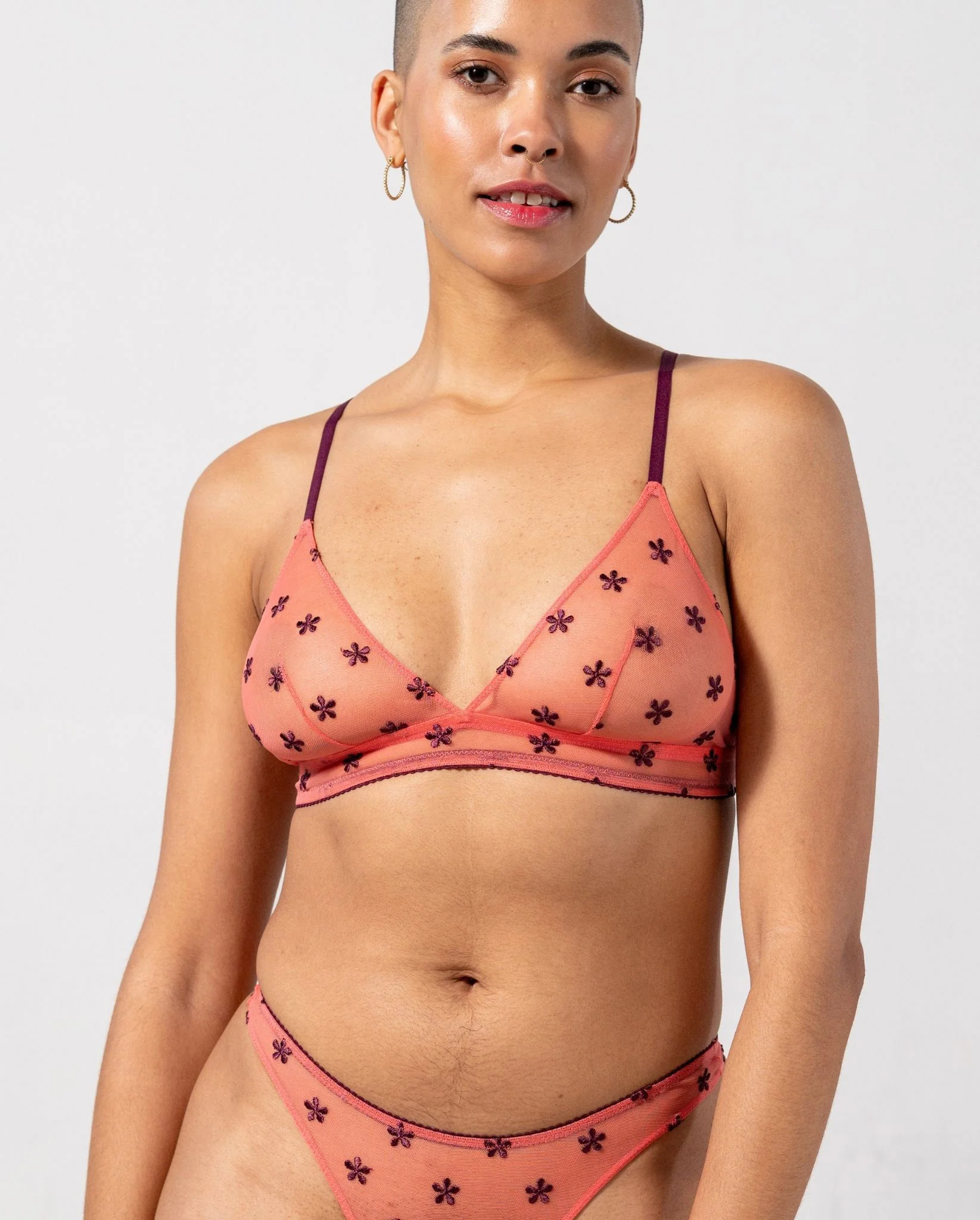 Mesh Triangle Bralette Coral/Cherry - Image 3