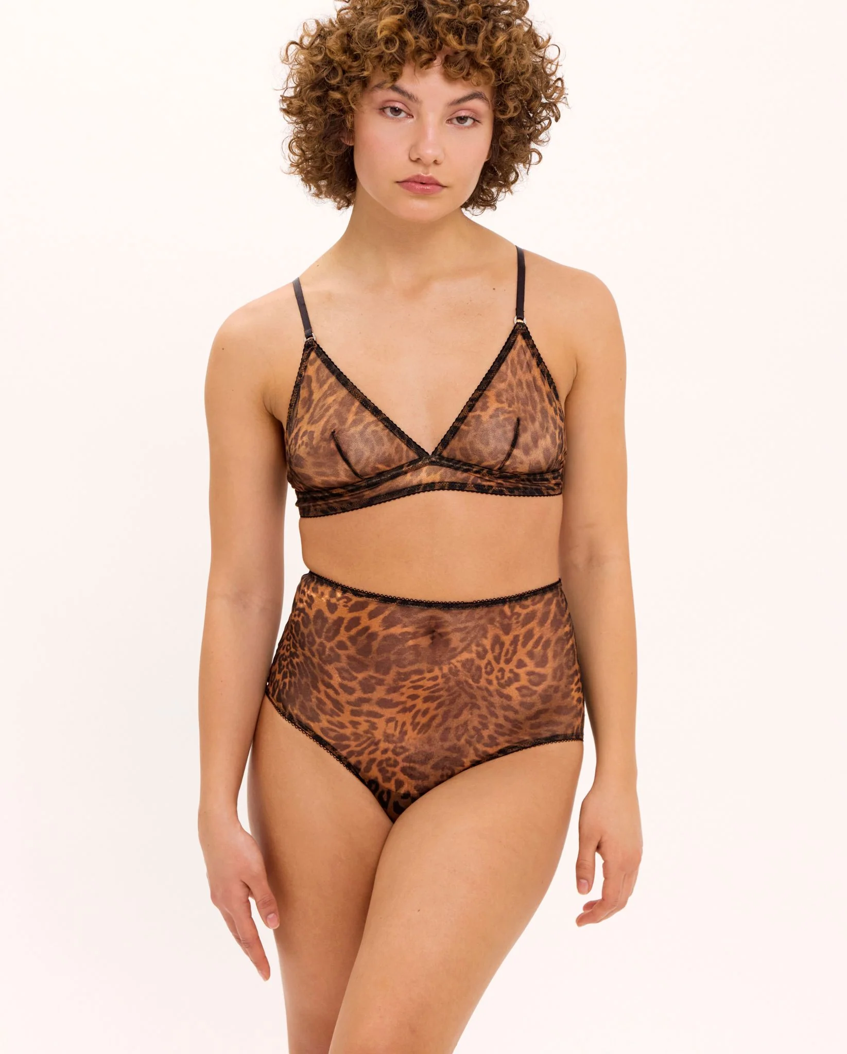 Mesh Triangle Bralette Dark Leopard - Image 10