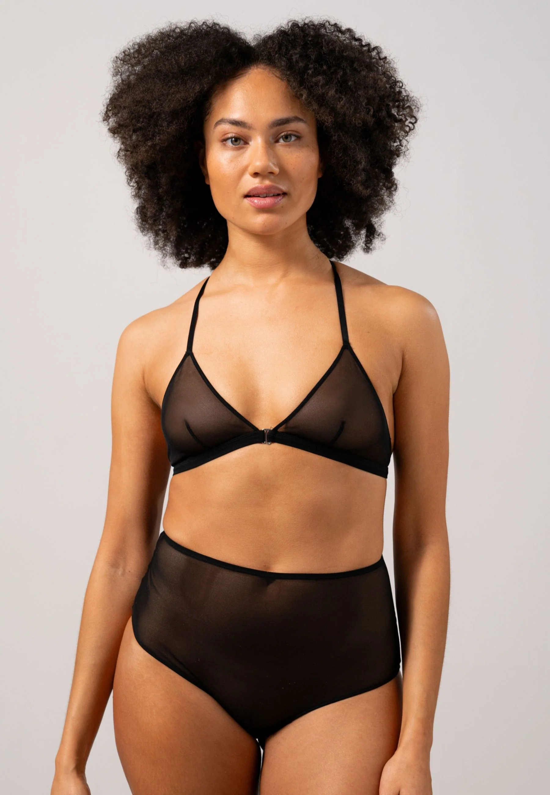 Mesh Racerback Triangle Bralette Black