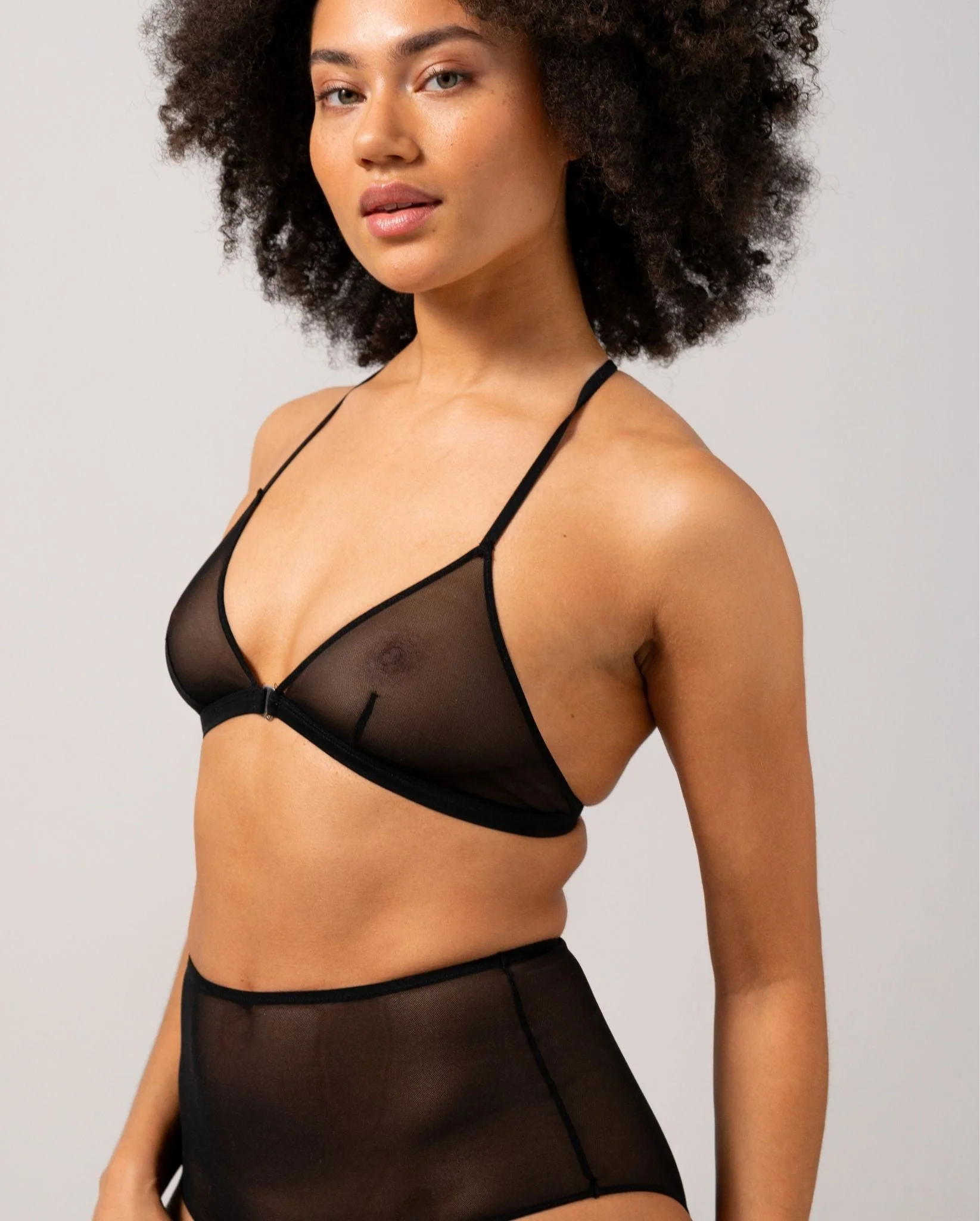 Mesh Racerback Triangle Bralette Black - Image 4