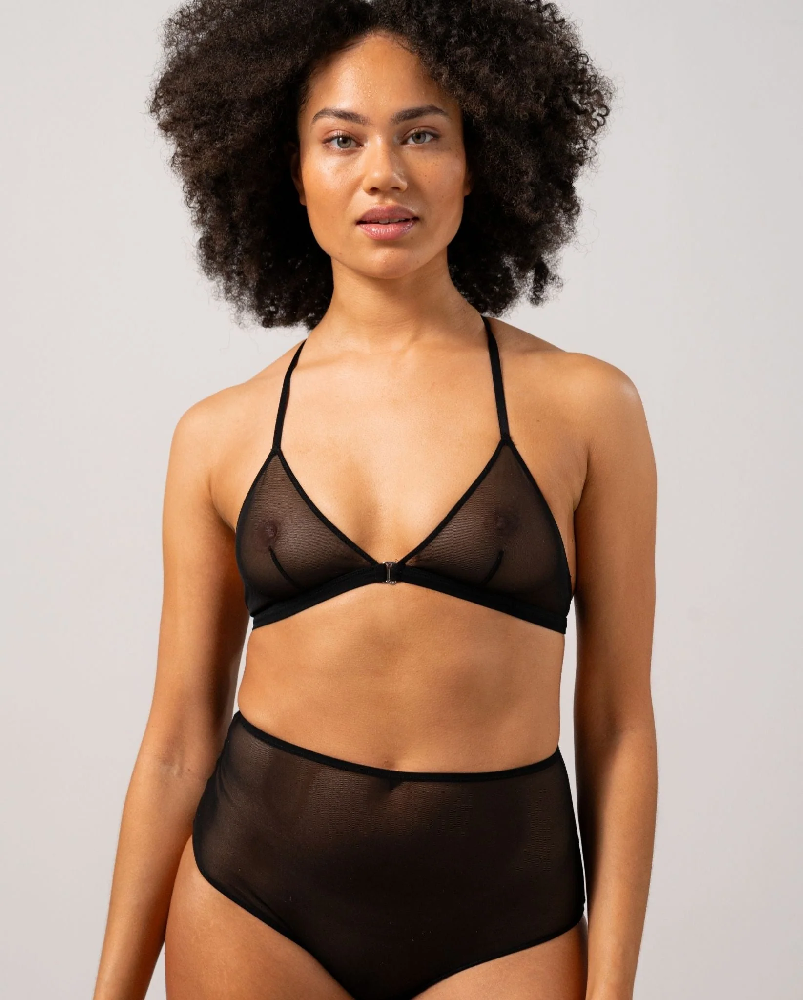 Mesh Racerback Triangle Bralette Black - Image 5