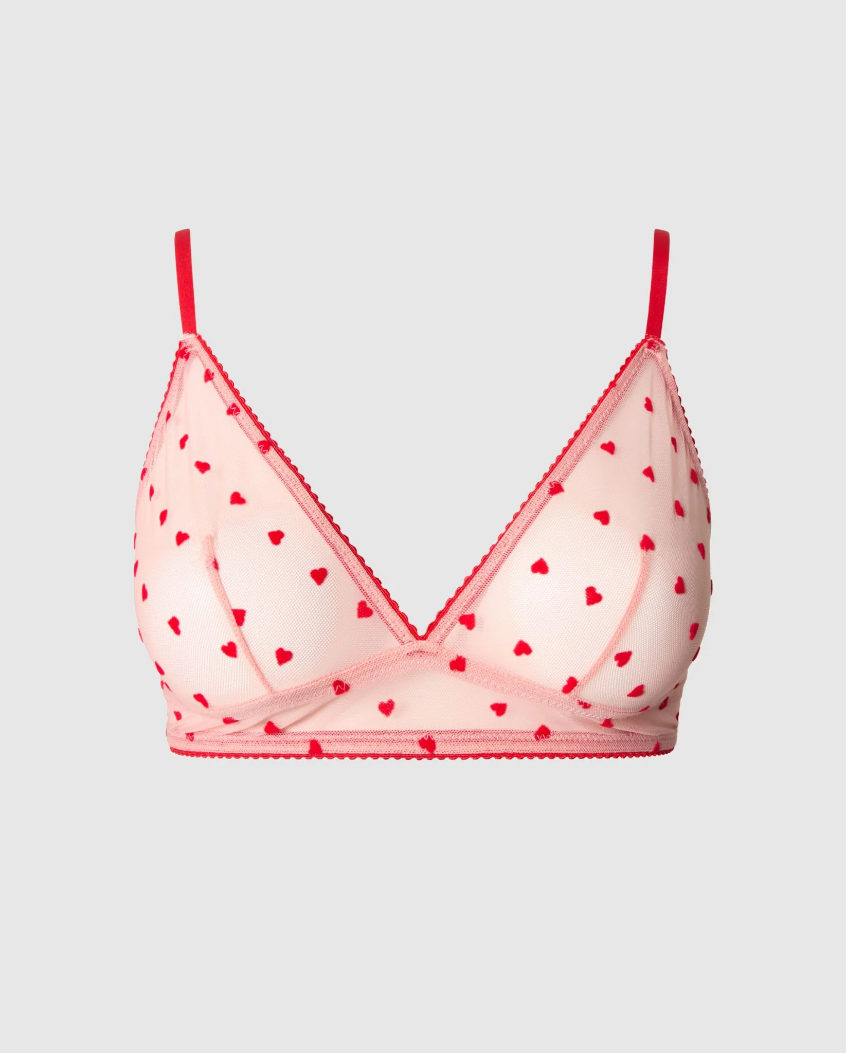 Mesh Triangle Bralette Pale Pink/Deep Red - Image 2
