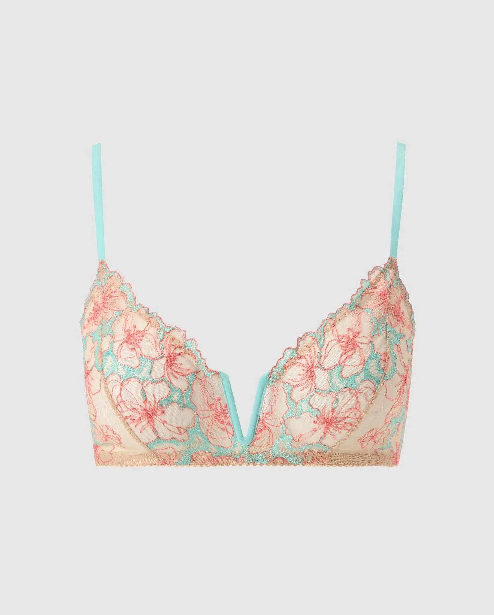 Mesh V-Balconette Warm Nude/Coral/Turquoise - Image 2