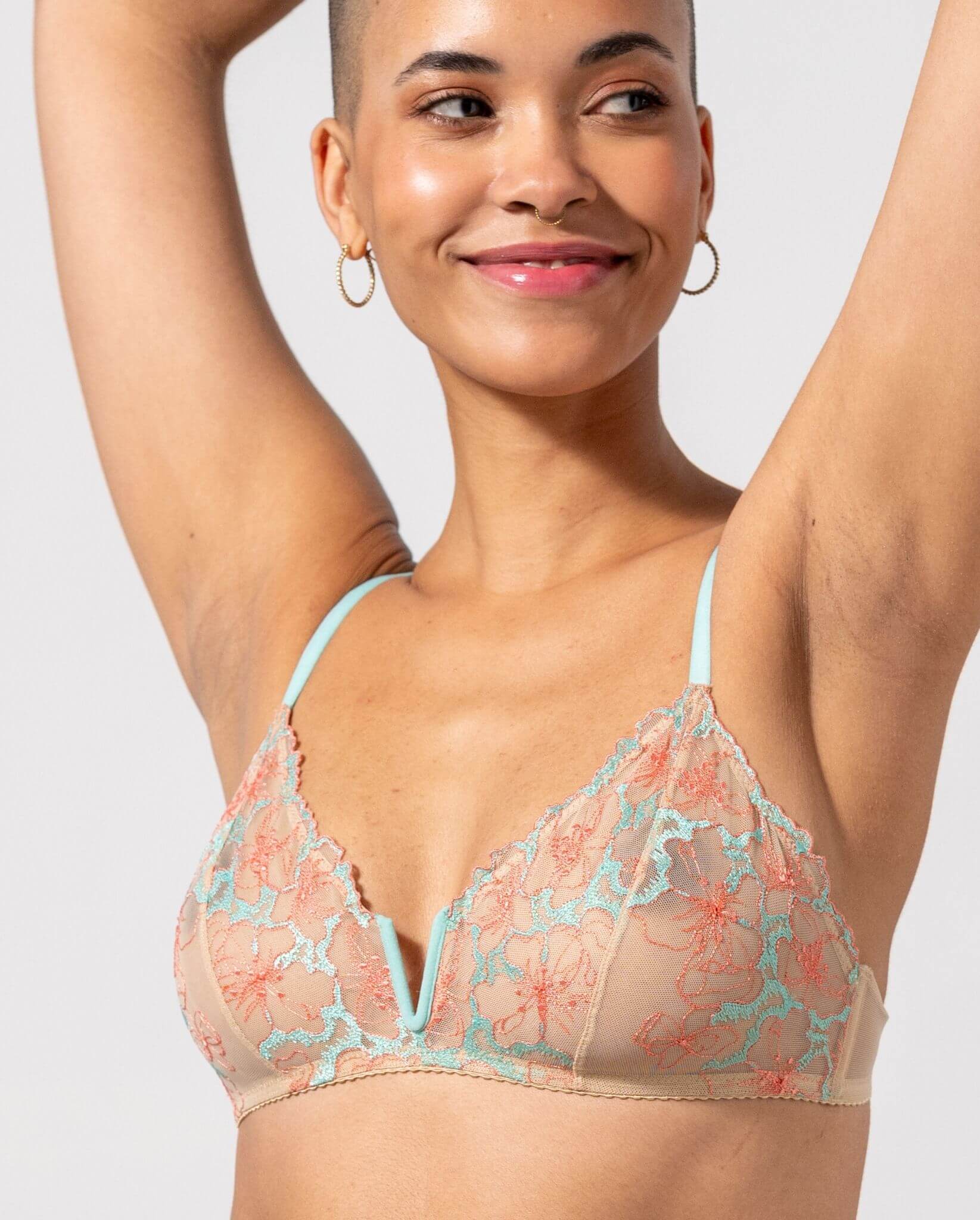 Mesh V-Balconette Warm Nude/Coral/Turquoise - Image 5
