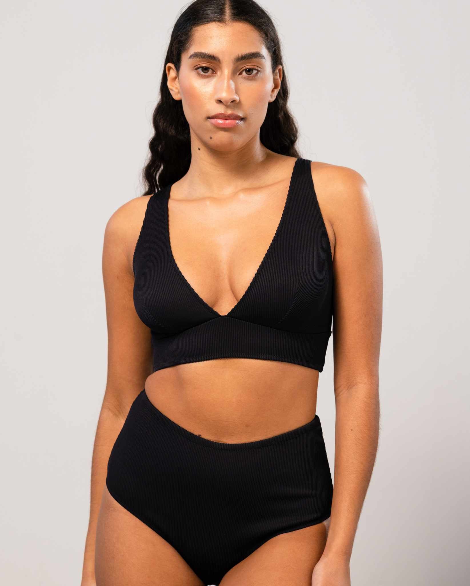 Plunge Bikini Top Black Rib - Image 7
