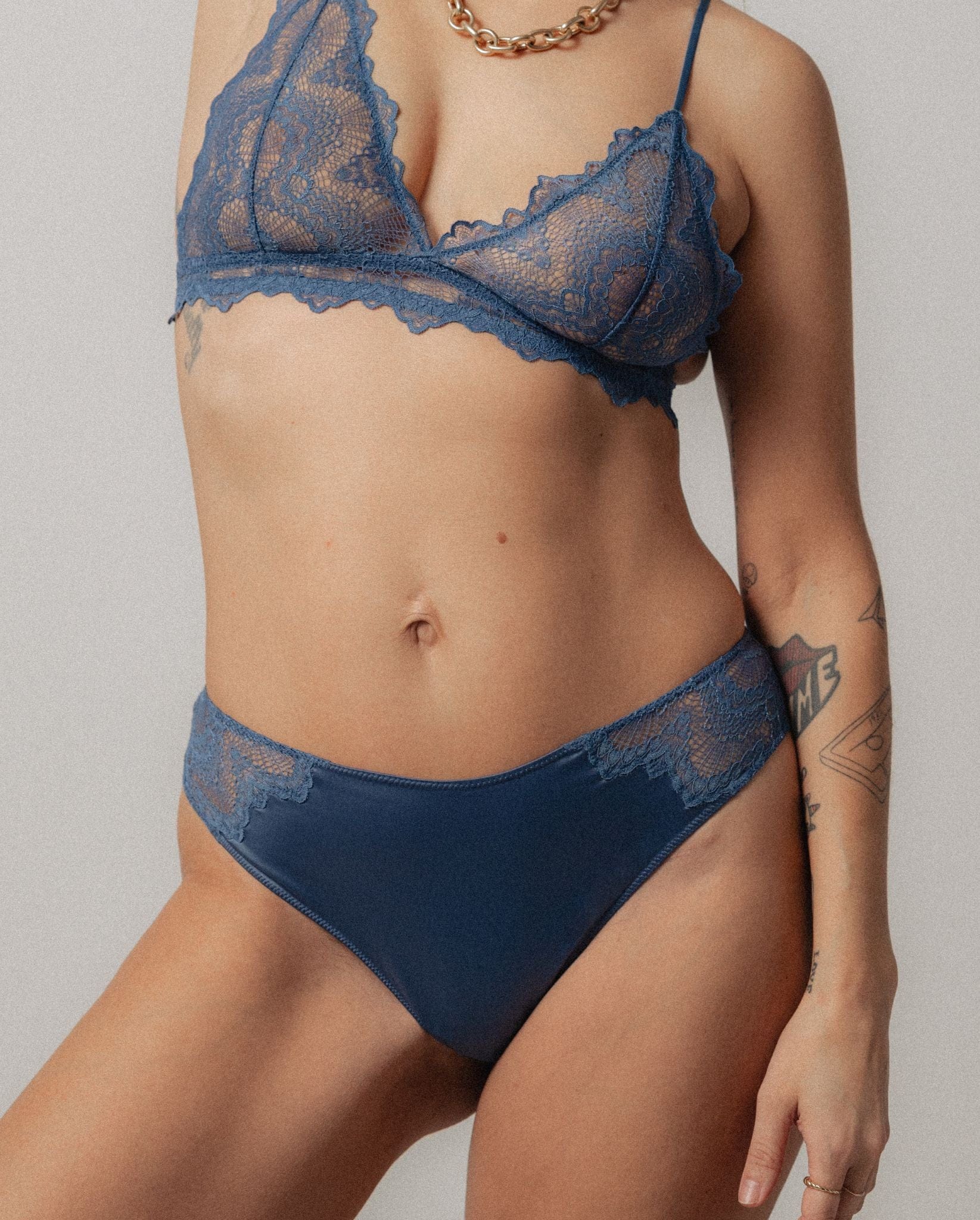 Satin Lace Cheeky Faded Blue - Image 6